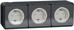 Mureva priza tripla 2P+E, f sur,PT,alb