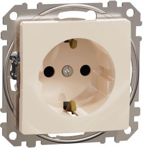 SEDNA Design Priza simpla 2P+E cu obturatoare Conexiuni fara surub 16A Bej