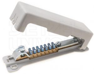 Bară echipotențială cu placă de bază din plastic, echipata cu bara de contact pt 1 conexiune platbanda 162x51x42mm