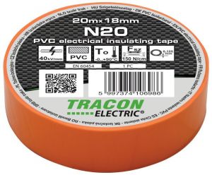 Bandă izolatoare, portocalie 20m×18mm, PVC, 0-90°C, 40kV/mm