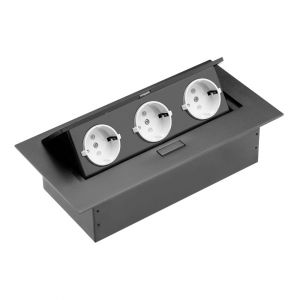 Priza incastrabila in mobilier 3x230V, fara cablu, negru