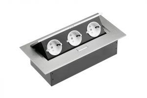 Priza incastrabila in mobilier 3x230V, fara cablu, aluminiu