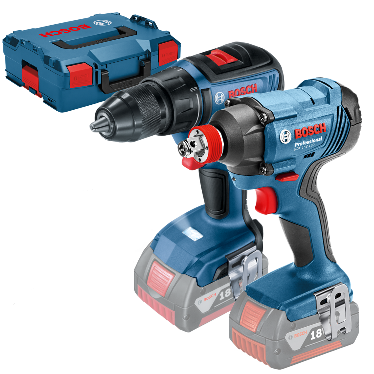 Kit 2 scule 18V (SOLO), Masina de gaurit si insurubat (GSR 18V-50) Li-Ion, 18V, 50 Nm + Masina de insurubat cu impact (GDX 180-LI) Li-Ion, 18V, 180 Nm + L-Boxx (fara acumulator si incarcator)