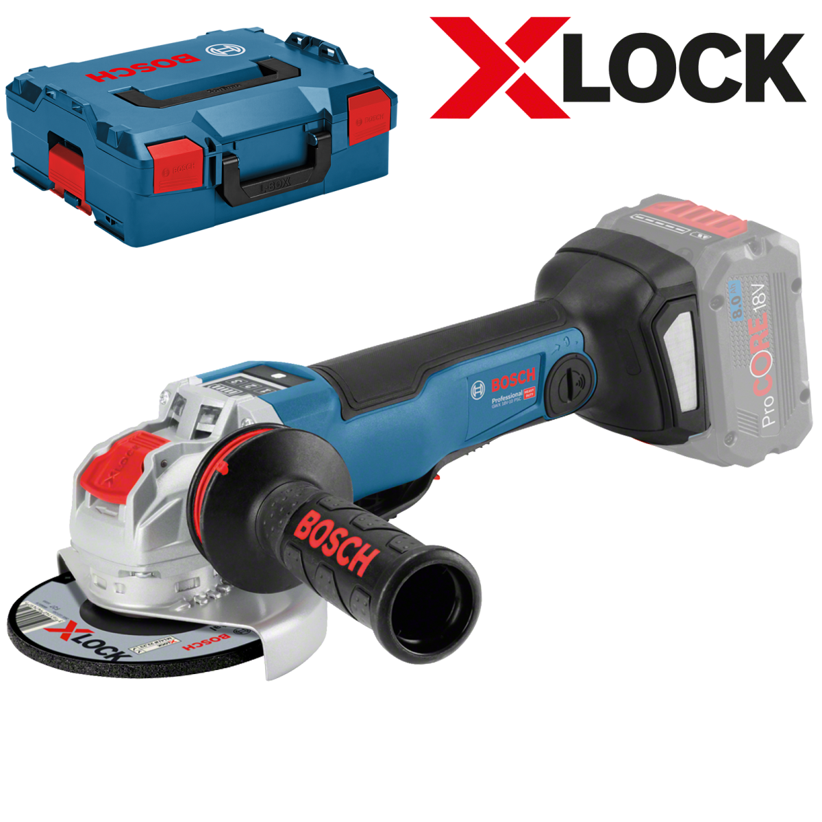 GWX 18V-10 PSC (SOLO,) Polizor unghiular Li-Ion, Ø125 mm + L-Boxx (fara acumulator si incarcator), X-LOCK