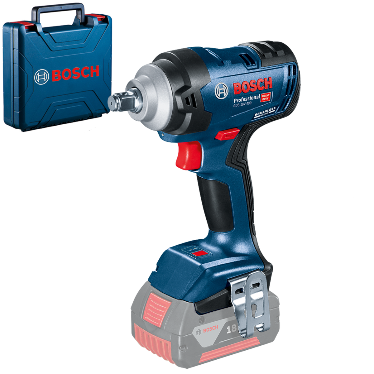 GDS 18V-400 (SOLO), Surubelnita cu impact Li-Ion, 400 Nm, brushless + Valiza (fara acumulator si incarcator)