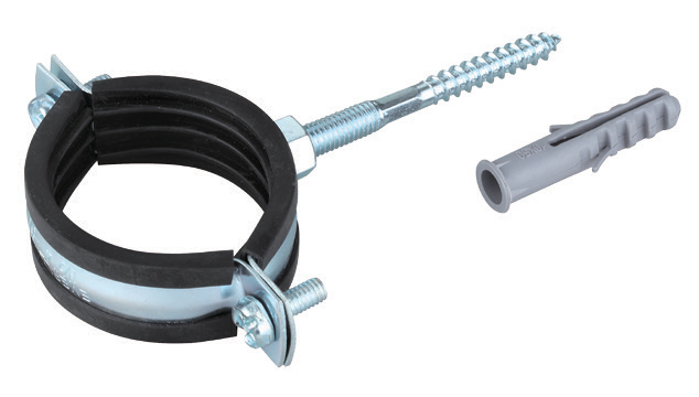 Colier cu cauciuc + prezon si diblu ptr. fixare teava 1.1/2"