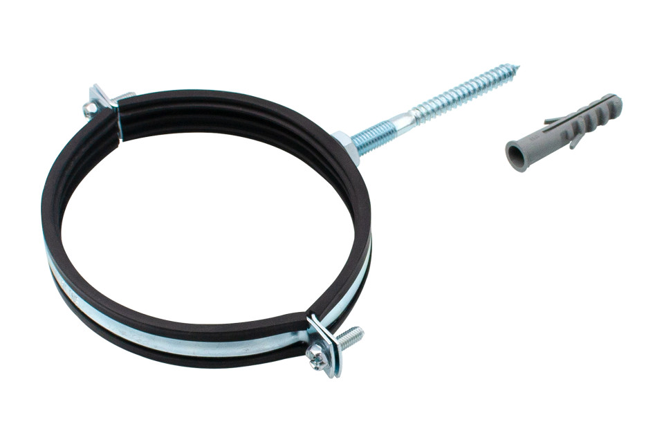 Colier cu cauciuc + prezon si diblu ptr. fixare teava 5"