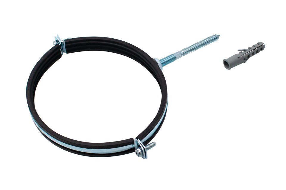 Colier cu cauciuc + prezon si diblu ptr. fixare teava 6"