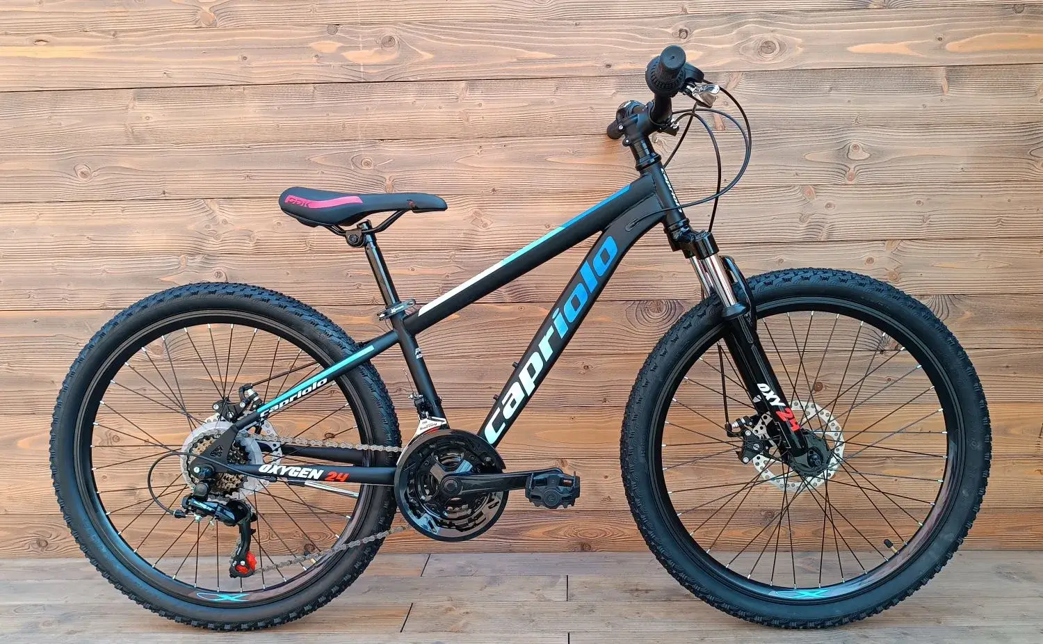 Bicicleta mtb copii cu frane disc black blue Capriolo Oxygen 24