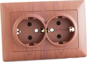 VISAGE Priza dubla cu impamantare IP20 Wenge - Gunsan