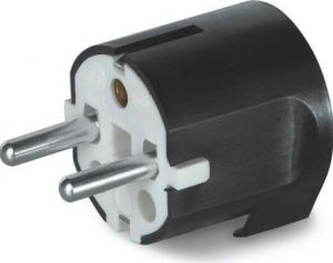 Fisa bipolara, stecher schuko cu impamantare Plastic Negru 130.83-N - Scame