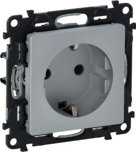 Priza simpla cu impamantare conexiune cu surub VALENA LIFE Aluminiu Borne cu șurub 753325 - Legrand
