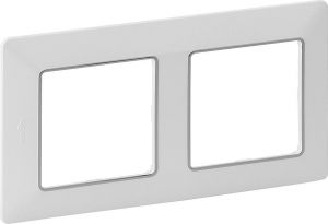 Rama 2 posturi VALENA LIFE Alb insert crom 754032 - Legrand