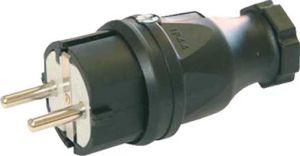 Fisa bipolara, stecher schuko cu impamantare Cauciuc IP44 Negru APCE-0511-S - PCE