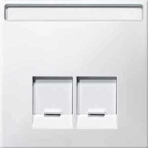 Merten System D Clapeta priza dubla RJ45 Infraplus , cu loc pentru etichete , alb polar, Artec/Transcent/Antique