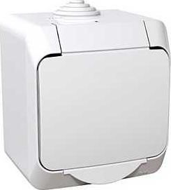 CEDAR PLUS Priza simpla 2P+E cu obturatoare 16A IP44 Alb WDE000541