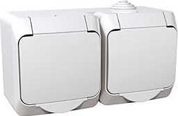 CEDAR PLUS Priza dubla 2P+E cu obturatoare cu capac 16A IP44 Alb WDE000523