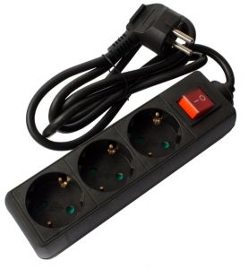 Prelungitor 3 prize cu intrerupator 1.5 m 3x1.5mm2 negru Strohm