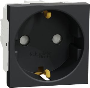 UNICA Priza simpla 2P+E cu obturatoare 2 module Antracit