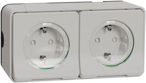 Mureva priza dubla2P+E, f surub,PT,alb