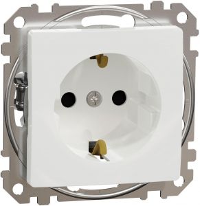 SEDNA Design Priza simpla 2P+E cu obturatoare Conexiuni fara surub 16A Alb