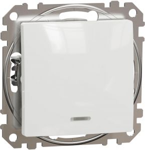 SEDNA Design Intrerupator cu revenire Indicator luminos albastra Conexiuni fara surub 10A Alb
