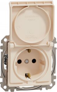 SEDNA Design Priza 2P+E cu capac cu obturatoare 16A Bej