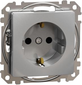 SEDNA Design Priza simpla 2P+E cu obturatoare 16A Aluminiu