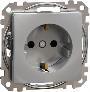 SEDNA Design Priza simpla 2P+E cu obturatoare Conexiuni fara surub 16A Aluminiu