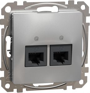 SEDNA Design Priza dubla date Rj45 Utp Cat.6 Aluminiu