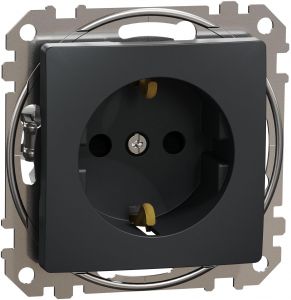 SEDNA Design Priza simpla 2P+E cu obturatoare Conexiuni fara surub 16A Antracit
