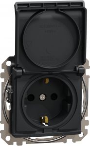 SEDNA Design Priza 2P+E cu capac cu obturatoare 16A Antracit