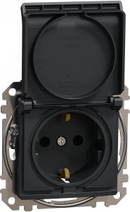 SEDNA Design Priza 2P+E cu capac cu obturatoare Conexiuni fara surub 16A Antracit