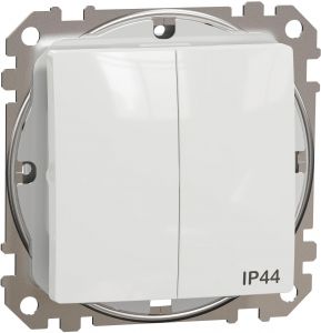 SEDNA Design Intrerupator dublu Conexiuni fara surub 10AX IP44 Alb