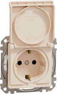SEDNA Design Priza 2P+E cu capac cu obturatoare 16A IP44 Bej