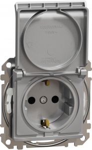 SEDNA Design Priza 2P+E cu capac cu obturatoare 16A IP44 Aluminiu