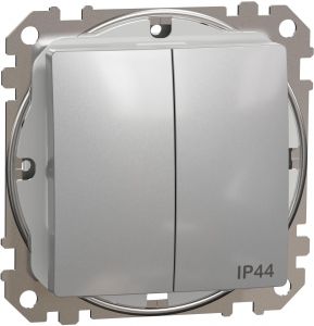 SEDNA Design Intrerupator dublu Conexiuni fara surub 10AX IP44 Aluminiu