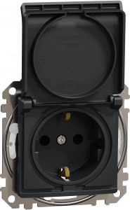 SEDNA Design Priza 2P+E cu capac cu obturatoare 16A IP44 Antracit