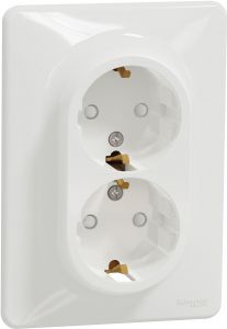 SEDNA Design Priza dubla 2P+E cu obturatoare 16A Alb