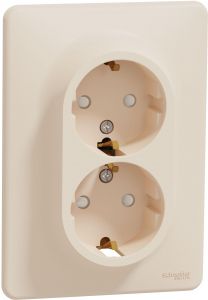 SEDNA Design Priza dubla 2P+E cu obturatoare 16A Bej