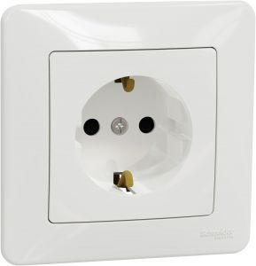 SEDNA Design Priza simpla 2P+E cu obturatoare Alb