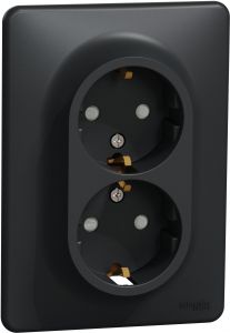 SEDNA Design Priza dubla 2P+E cu obturatoare 16A Antracit