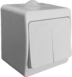 Gunsan Priza dubla 2P+E Aplicat IP54 Alb