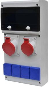 Tablou organizare santier precablat IP44 11 module 2x5P 32A + 4xSchuko