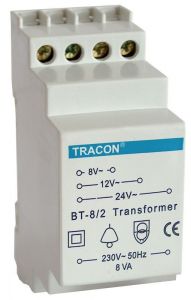 Transformator de protecţie pentru sonerie 230V / 8-12-24V AC, max.8 VA