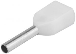 Tub de capăt dublu, izolat (PA6.6),cupru el. stanat, alb 2×0,5mm2, l=8mm
