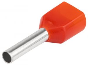 Tub de capăt dublu, izolat (PA6.6),cupru el. stanat, roşu 2×10mm2, l=14mm