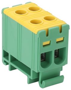 Clemă de derivaţie, fixare pe șină, verde-galben 1.5-16mm2, max. 1000VAC, 1500VDC, max.85A