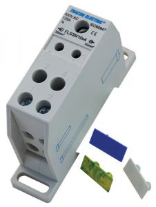 Clemă şir distribuţie, fixare pe ş 1×35mm2 / 4×10mm2, 400VAC, 125A, MULTICOLOR
