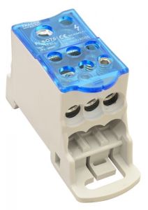 Clemă şir distribuţie, fixare pe şină, construcţie deschisă 1×70(50)mm2 / 6×25(16)mm2, 1000VAC/DC, 160A
